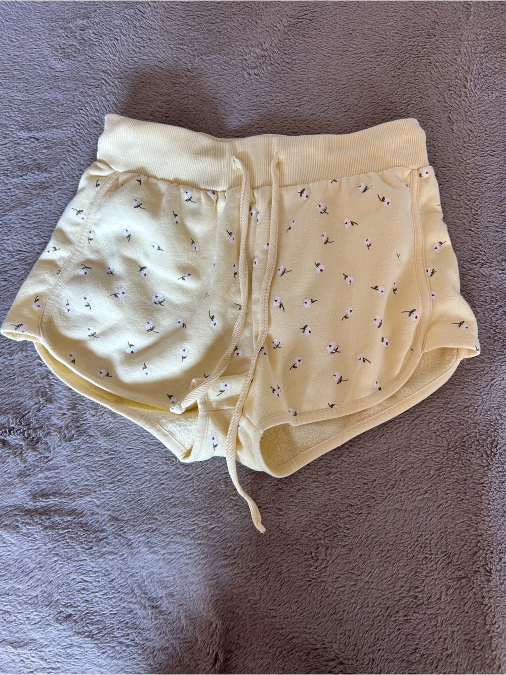 Francesca’s Yellow Floral Drawstring Lounge Shorts